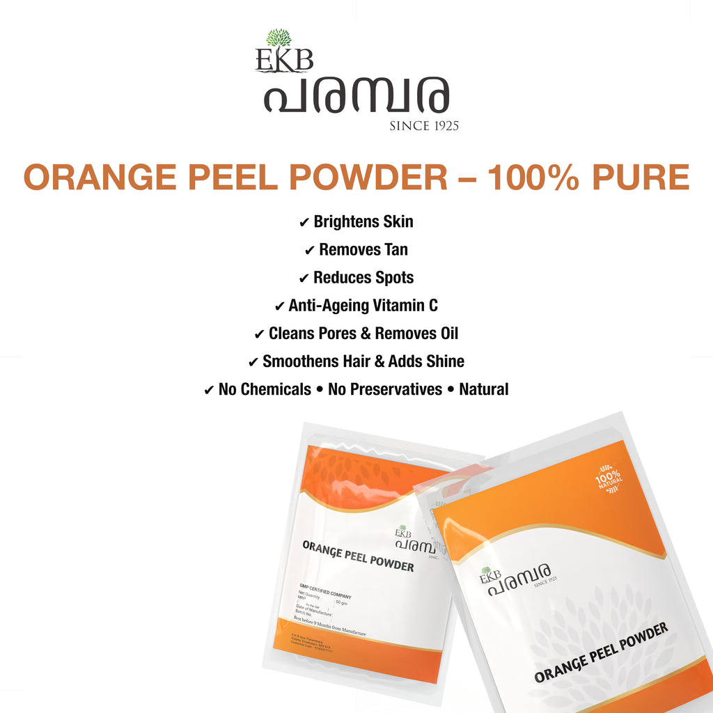 Orange Peel Powder | 100% Pure Vitamin C Rich Skin Brightening & Tan Removal Powder | For Face Packs, Scrubs & Hair Care