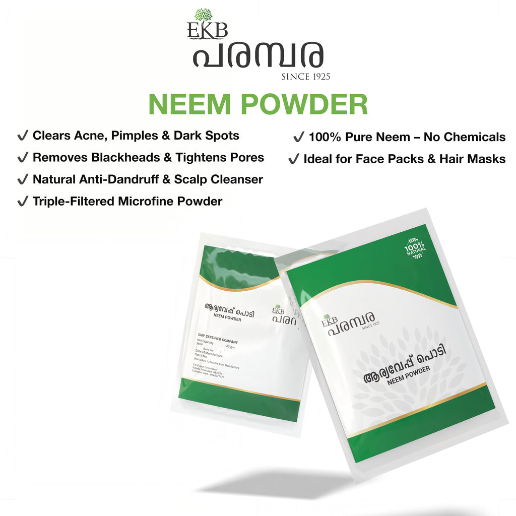 Neem Powder | 100% Pure Neem Leaf Powder | Acne Control, Blemish Reduction, Anti-Dandruff & Skin Cleansing | Chemical-Free Herbal Care | Triple-Sifted Microfine Powder