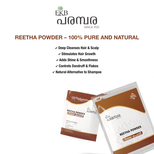 EKB PARAMBARA SINCE 1925 | Pure Reetha Powder | Soapnut Powder | Natural Hair Cleanser | For Hair Growth, Shine & Dandruff Control | 100% Plant-Based, No Chemicals