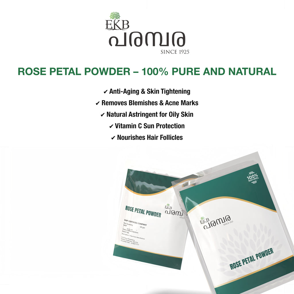 Pure Rose Petal Powder | Anti-Aging, Skin Brightening & Natural Astringent | For Face Packs, Hair Care & Ubtan