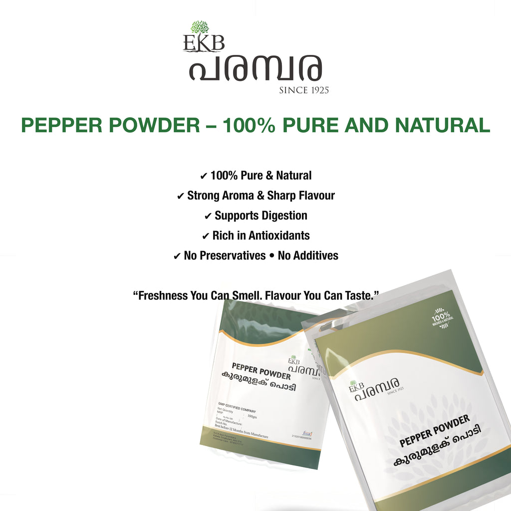 Pepper Powder | 100% Pure & Natural Black Pepper | Strong Aroma & Sharp Flavour | Antioxidant-Rich Spice