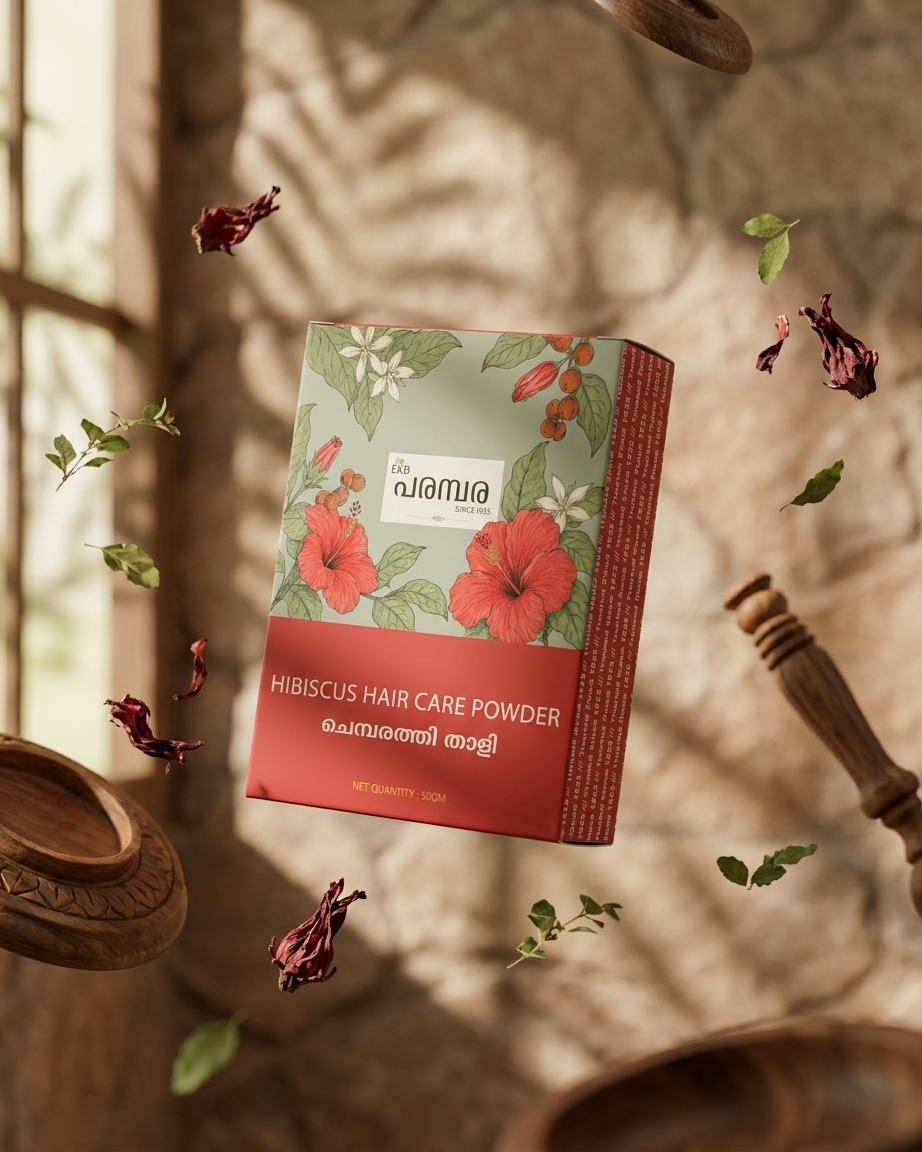 Hibiscus Hair Care Powder 100g | Premium Ayurvedic Herbal Hair Pack | Supports Healthy-Looking Hair & Scalp | Traditional Kerala Hair Care